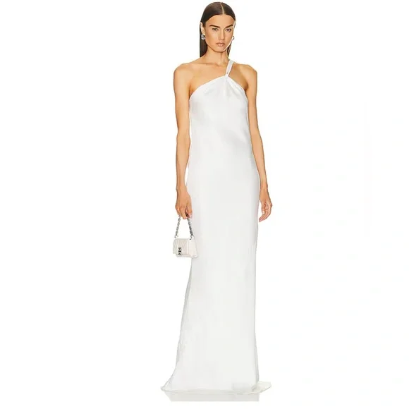 norma kamali one shoulder bias dress fitted lace wedding dress Norma Kamali One Shoulder Bias Gown in BLACK.  Size L